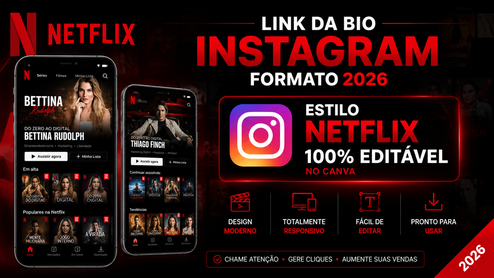 link da bio Instagram estilo Netflix +